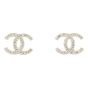 Chanel Crystal CC Stud Earrings Front