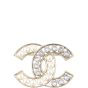 Chanel CC Pearl and Crystal Brooch Front