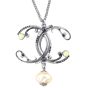 Chanel CC Pendant Bead Necklace Front