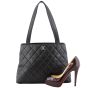 Chanel Vintage CC Quilted Shopper Tote Scale