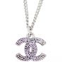 Chanel Crystal CC Pendant Necklace Back