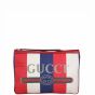 Gucci Linea Merida Striped Canvas Pouch Front