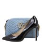 Gucci Pearl GG Marmont Denim Small Shoulder Bag