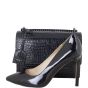 Saint Laurent Sunset Medium Croc-Embossed