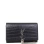 Saint Laurent Kate Tassel Chain Wallet Croc-Embossed