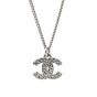 Chanel CC Crystal Pendant Necklace | Silver