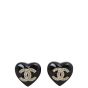Chanel Heart Resin CC Crystal Earrings