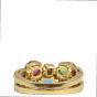 Bvlgari Allegra Two Band 18k Yellow Gold Diamond Multi Gemstone Ring