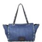 Valentino Rolling Rockstud Tote Small Denim