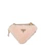 Prada Triangle Saffiano Shearling Mini Bag