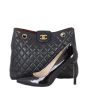 Chanel CC Quilted Tote | Black Lambskin