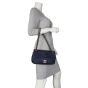 Chanel Surpique Chevron Single Flap Bag | Navy Blue 