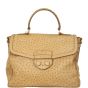 Prada Ostrich Pushlock Flap Top Handle Bag 
