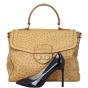 Prada Ostrich Pushlock Flap Top Handle Bag 