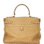 Prada Ostrich Pushlock Flap Top Handle Bag 