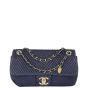 Chanel Surpique Chevron Single Flap Bag | Navy Blue 