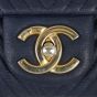 Chanel Surpique Chevron Single Flap Bag | Navy Blue 