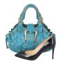 Louis Vuitton Suede and Ostrich Theda GM Shoe