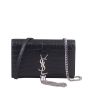Saint Laurent Kate Tassel Croc Embossed Chain Wallet Front