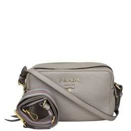 Prada, Bags, Prada Vitello Leather Phenix Camera Bag Taupe Authentic  Excellent Condition