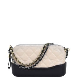 2018 Chanel Black Quilted Aged Calfskin Leather Gabrielle Clutch-with-Chain  CWC