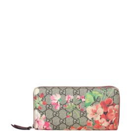 Gucci GG Supreme Blooms Zip Around Wallet