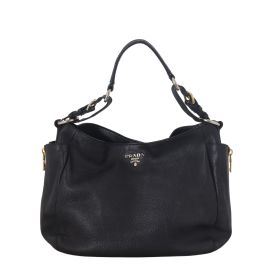 バッグ 00S PRADA VITELLO DAINO LEATHER HOBO BAG Prada Black Vitello Daino Leather Zip Top Hobo Bag BR4311