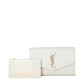 ★関税込み★ Saint Laurent Uptown Wallet Uptown croc-effect leather wallet on chain in black - Saint