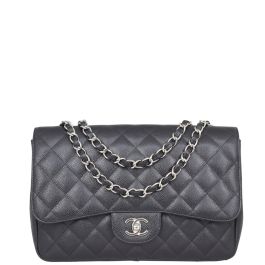 Chanel classic flap caviar silver hardware online