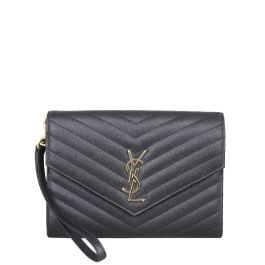 【SAINT LAURENT】MONOGRAM CLUTCH Saint Laurent Monogram Quilted Leather Wallet Clutch | eBay