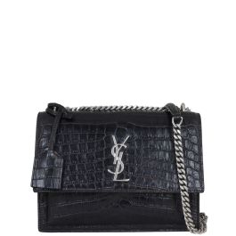 Monogram ysl sunset small chain shop croco shoulder bag