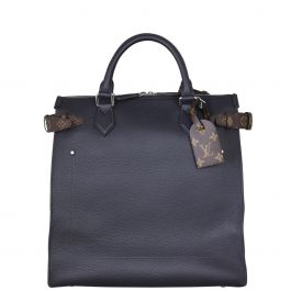 Louis Vuitton North South Zip Tote in Navy Taurillon Leather Mens