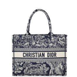 [DIOR]★A+★M0565ORLP_M928  Toile de Jouy Reverse Dior Toile de Jouy Reverse Book Tote Blue / Ecru Embroidery