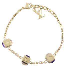Louis Vuitton Gold Tone Gamble Monogram Dice Charm Bracelet LV blue  ref.293812 - Joli Closet