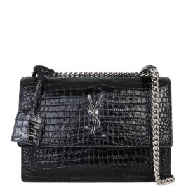 Saint Laurent Sunset Medium Croc Embossed