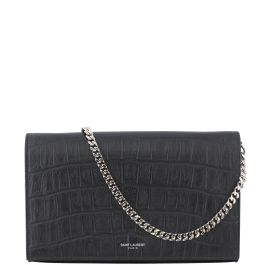 Saint Laurent Crocodile Embossed Chain Wallet
