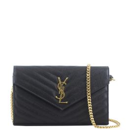 ショルダーバッグ・ポシェット SAINT LAURENT]Monogram Envelope Chain Wallet Shoulder Bag Bl YVES SAINT LAURENT Envelope Monogram Leather Crossbody Chain
