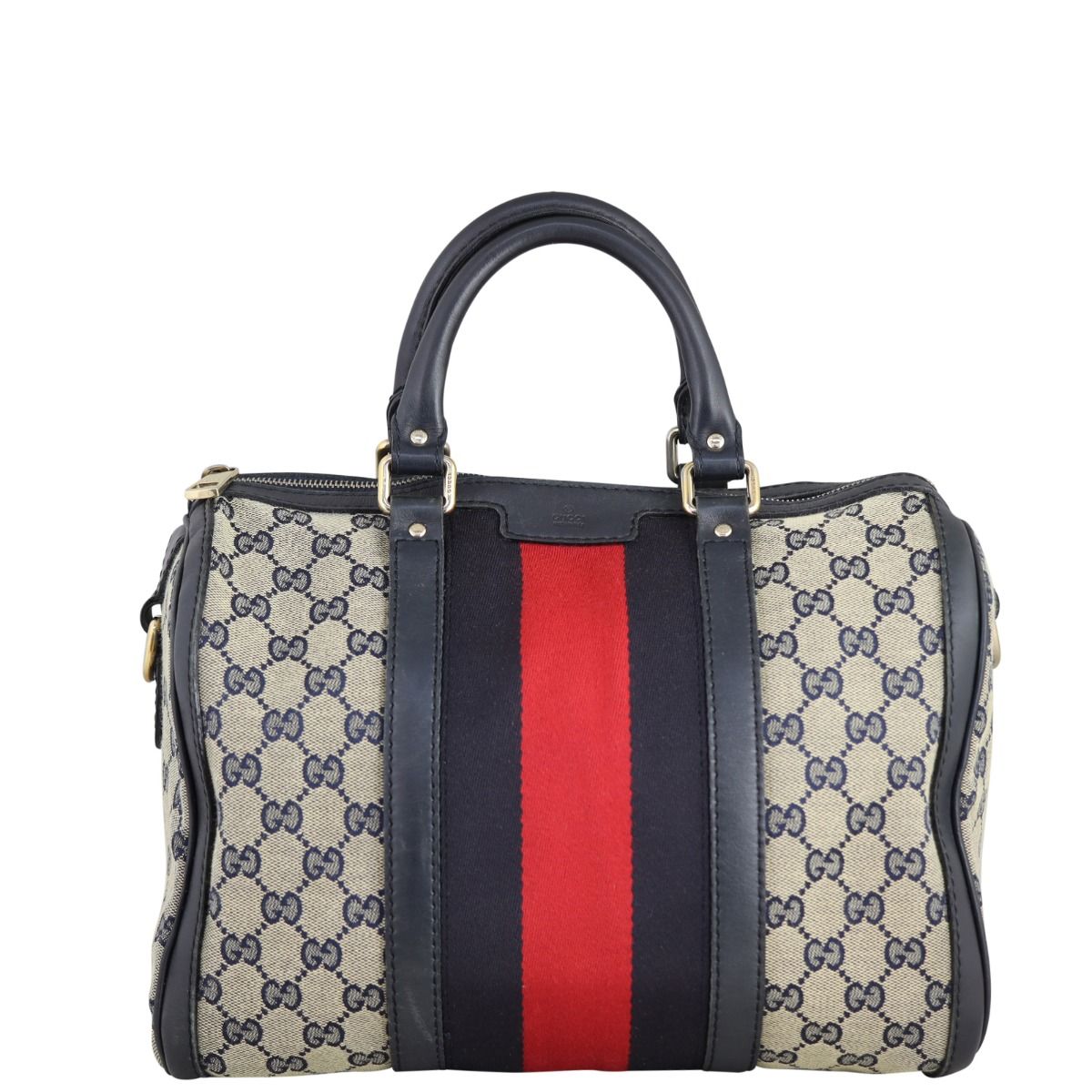 Gucci Blue Vintage Web Original GG Boston Bag Medium