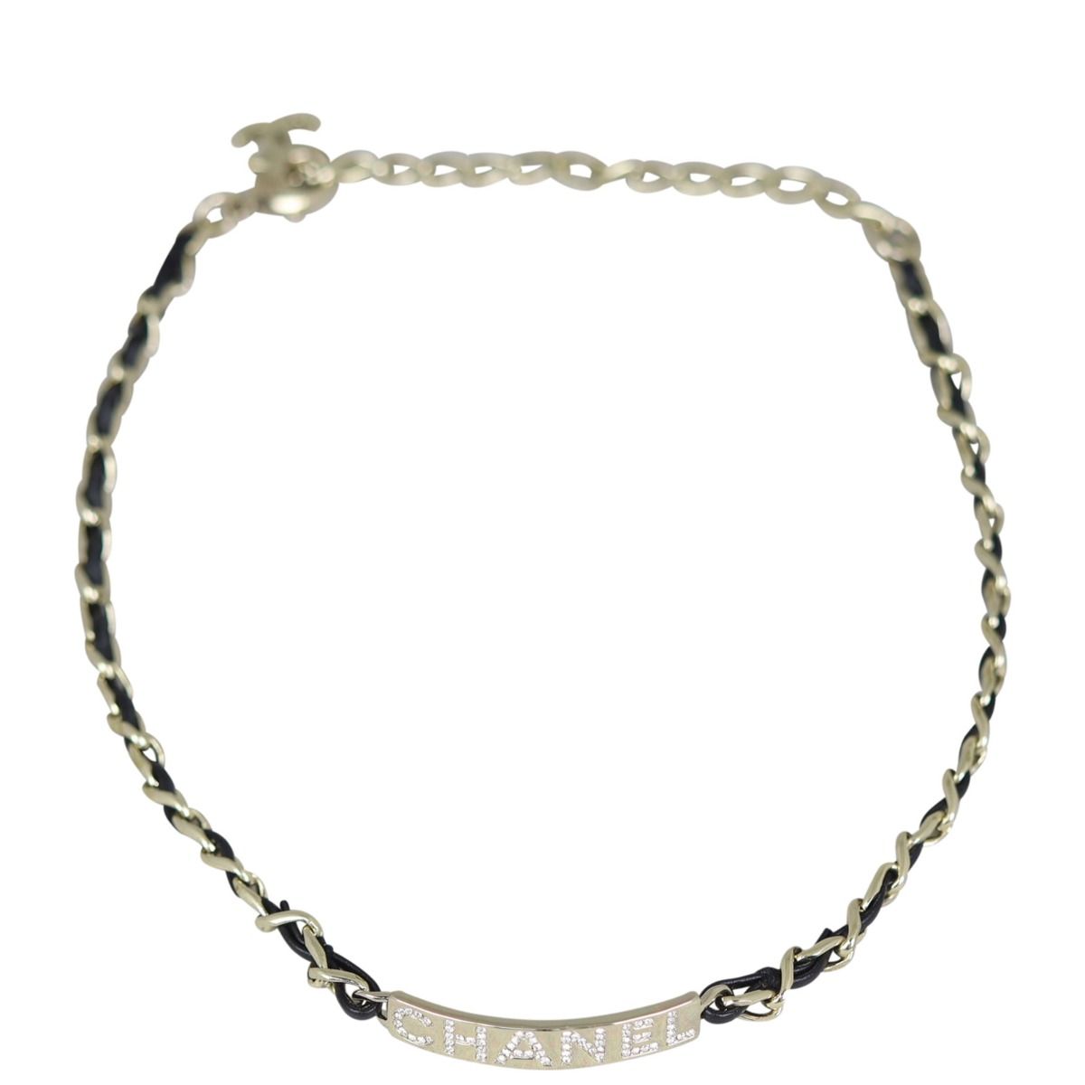 Chanel Logo Leather Choker Necklace