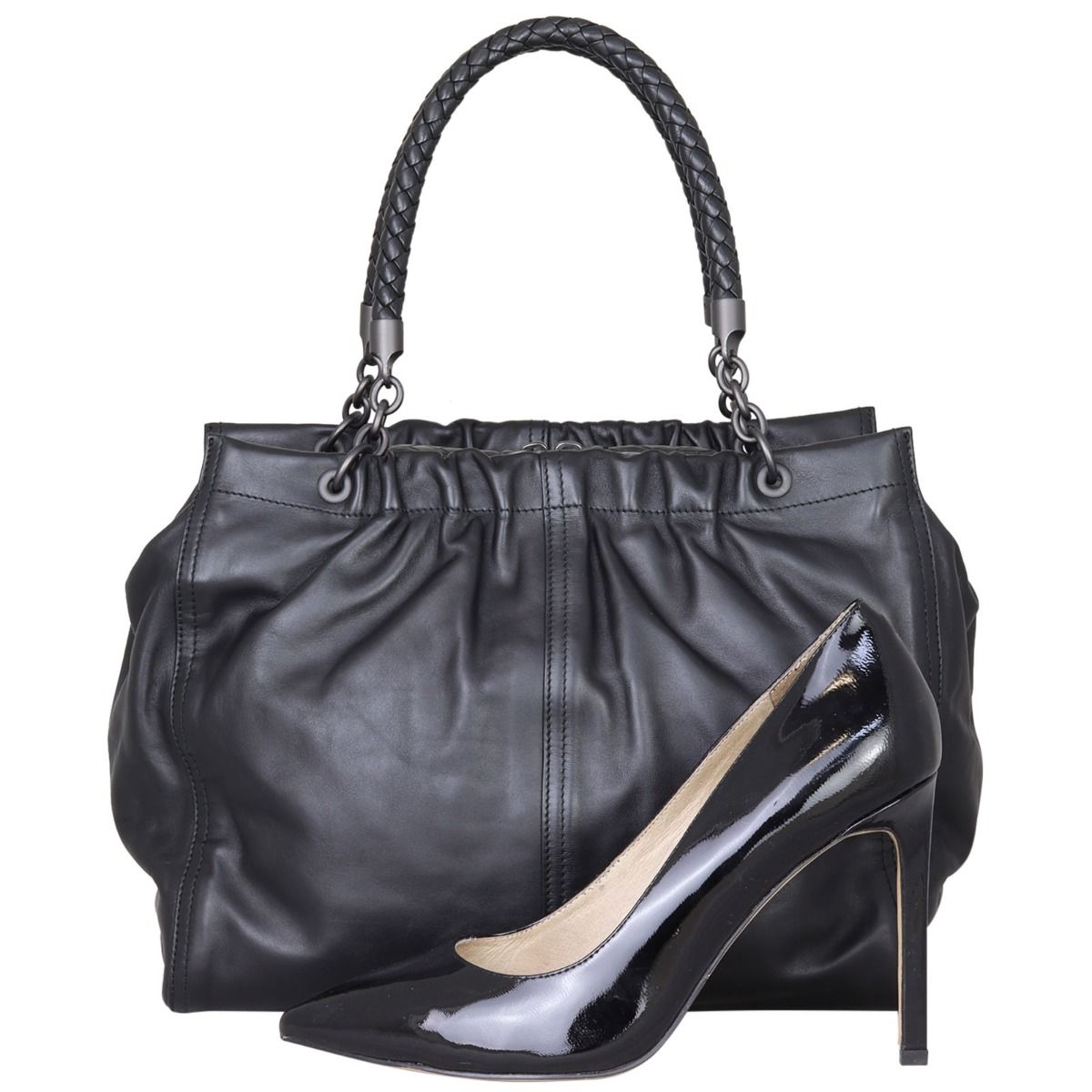 Bottega Veneta Ruched Tote Bag black