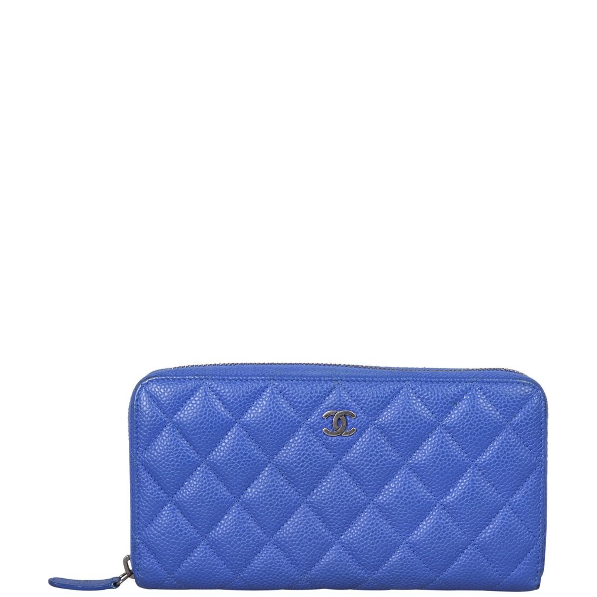 Chanel Classic Long Zipped Wallet Cobalt Blue