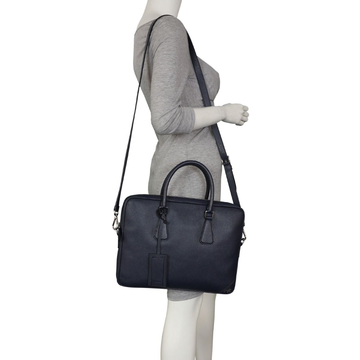 Prada Saffiano Zip Briefcase Bag