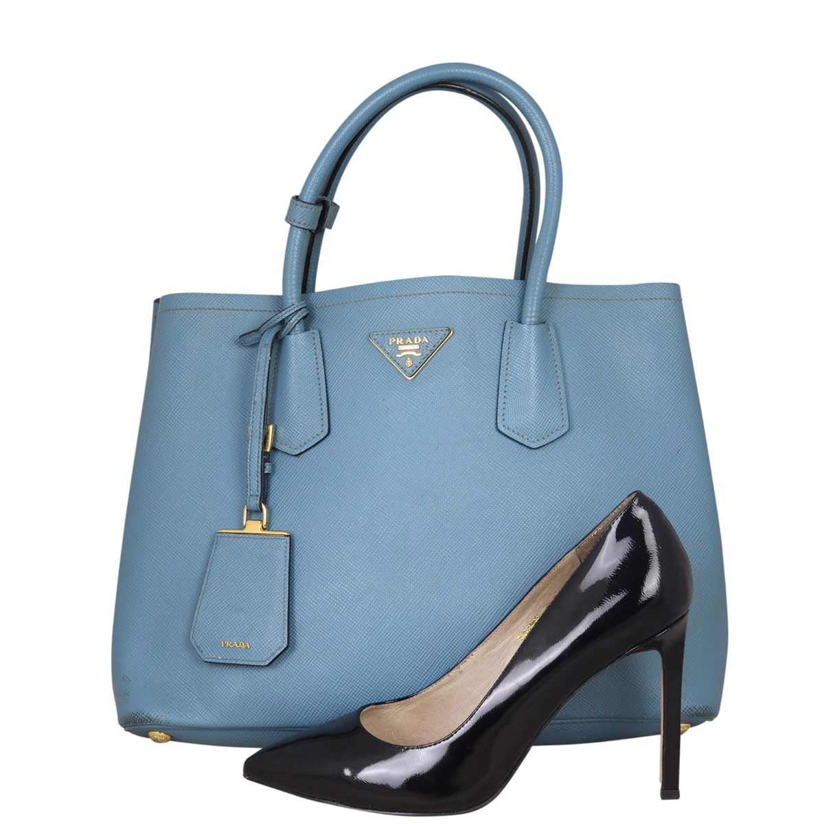 Prada saffiano cuir small double bag store