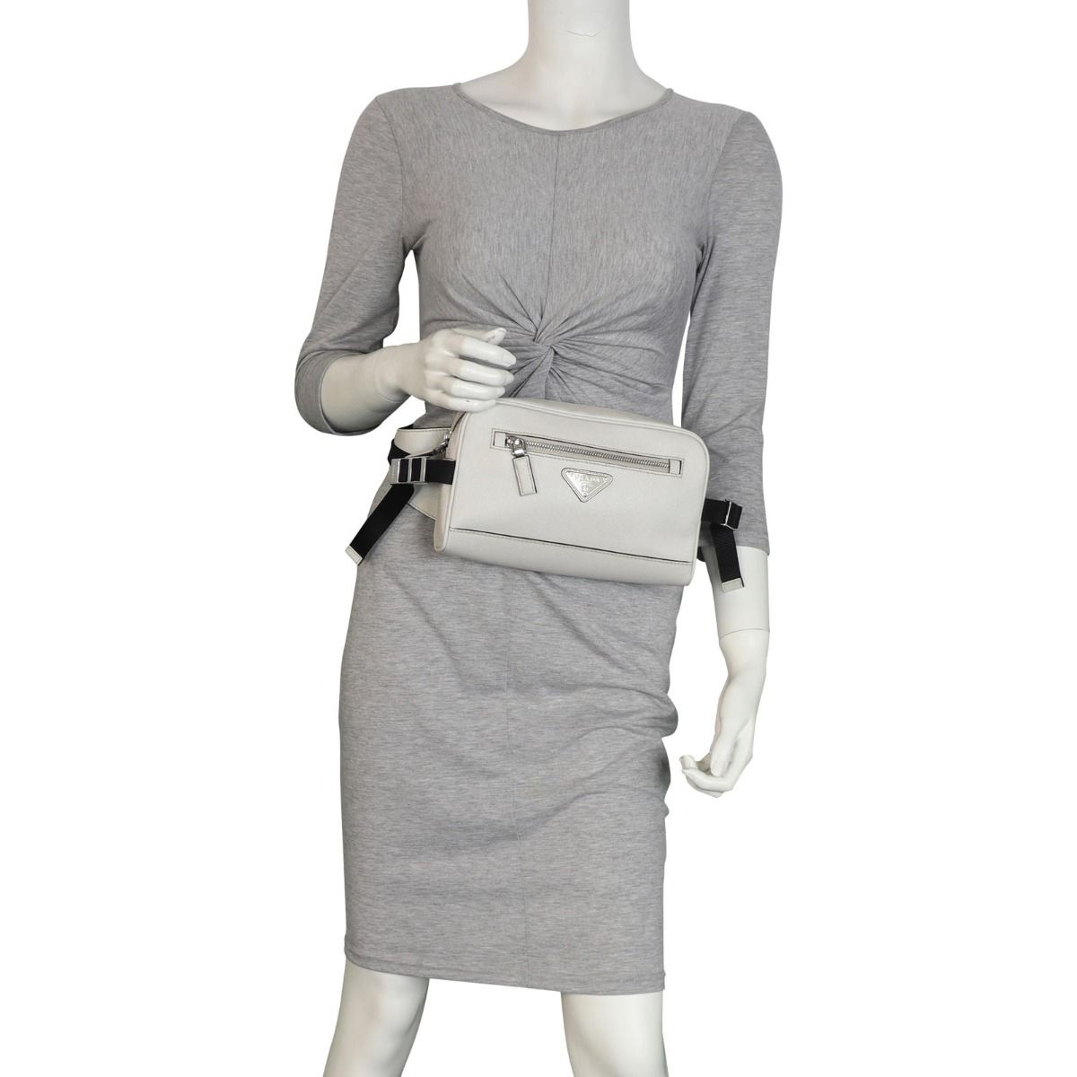 Prada leather trimmed belt bag top