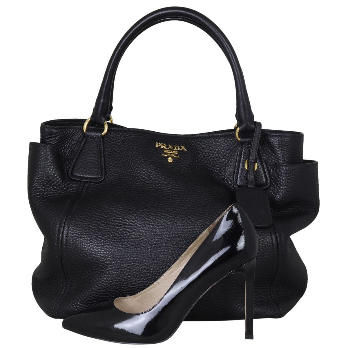 Prada vitello daino side pocket tote outlet