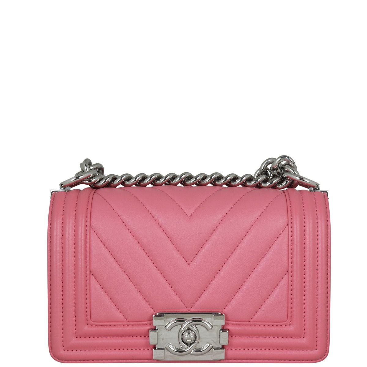 Chanel Boy Small Chevron Pink