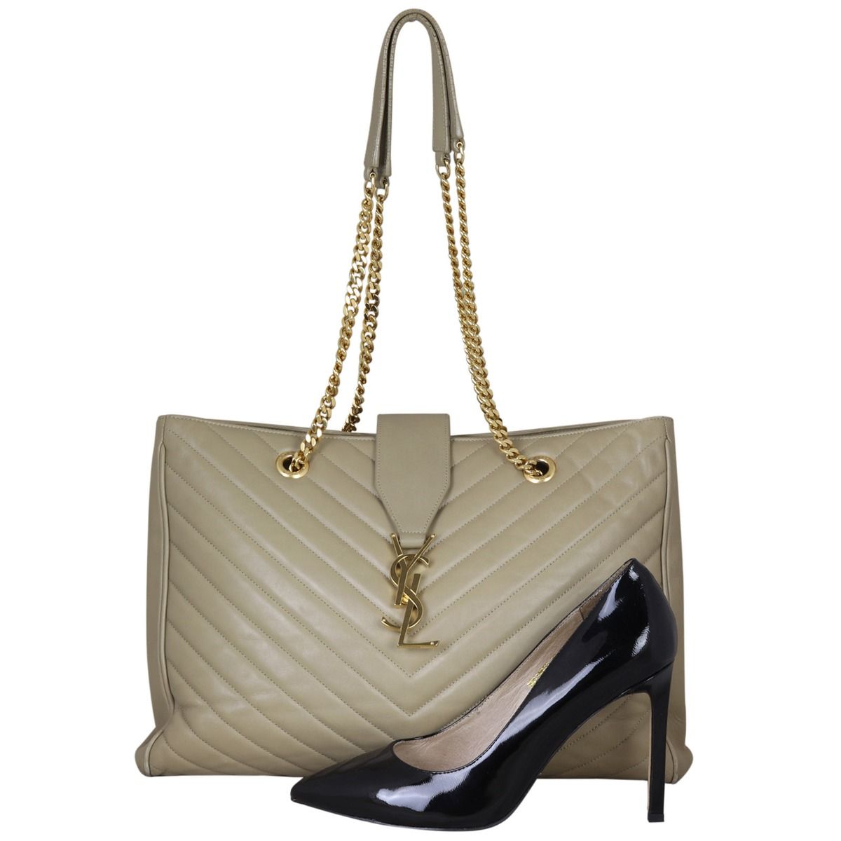 Saint Laurent Chevron Shopping Tote