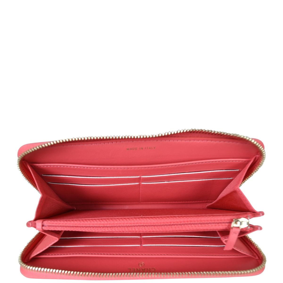 【CHANEL】★Vintage★CAMELIA ジップ ポケット ウォレット Authentic CHANEL Camellia Leather Around Zip Zippy Long