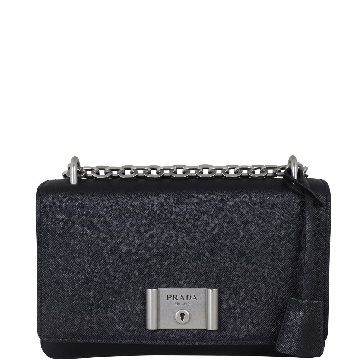 Prada Saffiano Lux Chain Lock Flap Bag