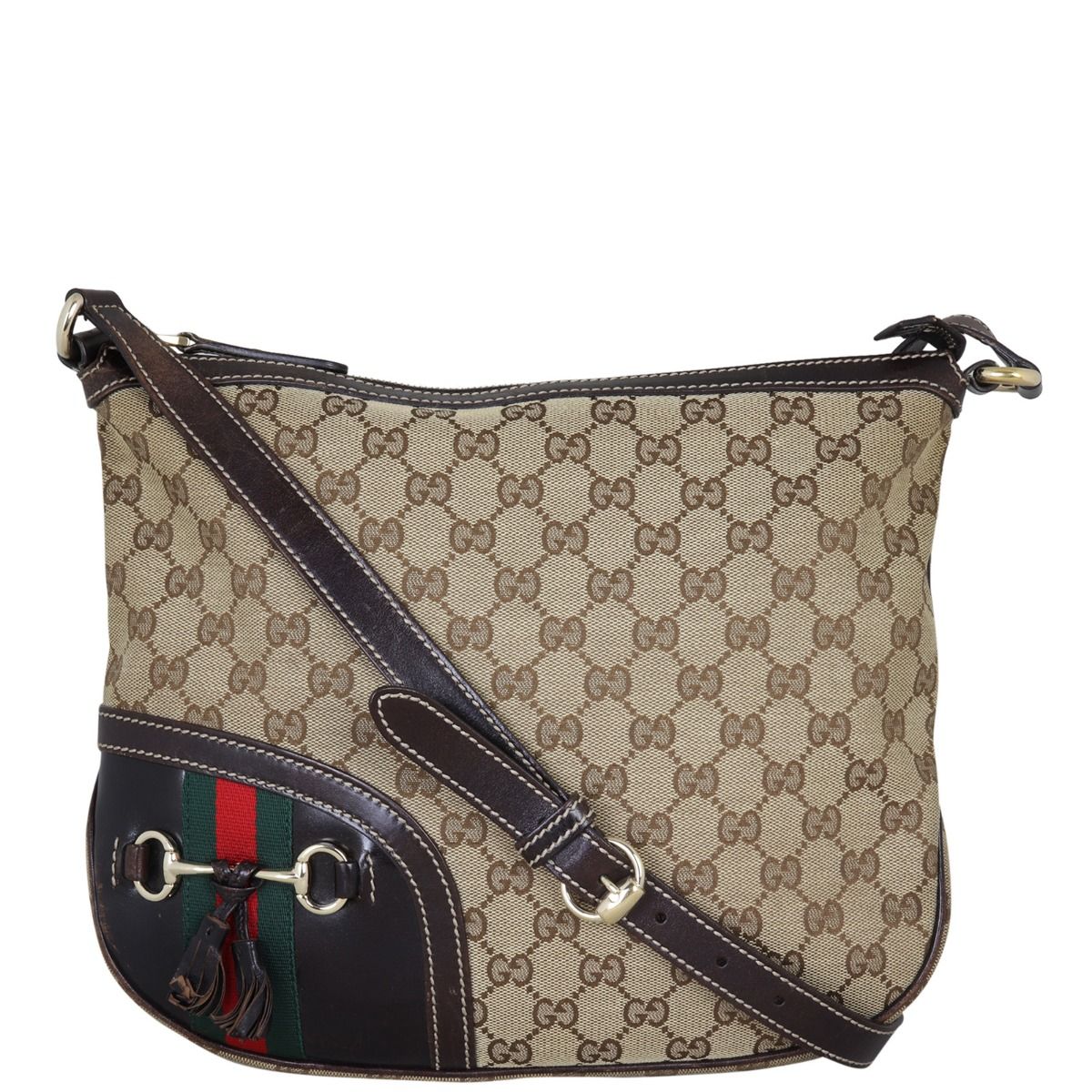 【関税&送料込】Gucci Gg Supreme Fabric And Leather Horsebit Gucci Horsebit 1955 small camera bag in beige and ebony GG